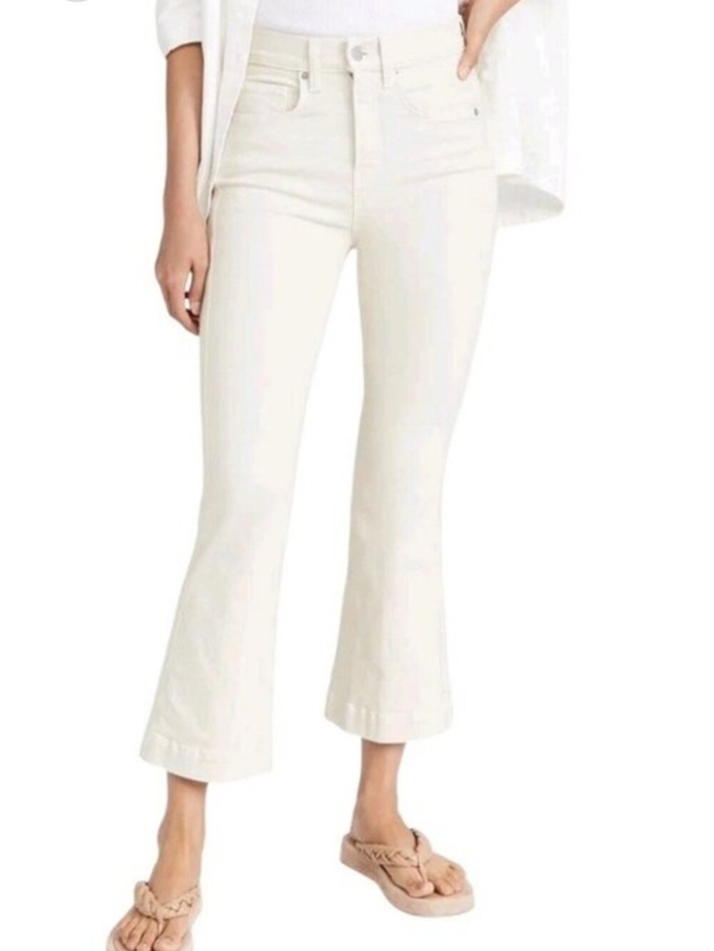 NWT Veronica Beard Carson Ankle Flare High Rise Ecru Jeans Size 31